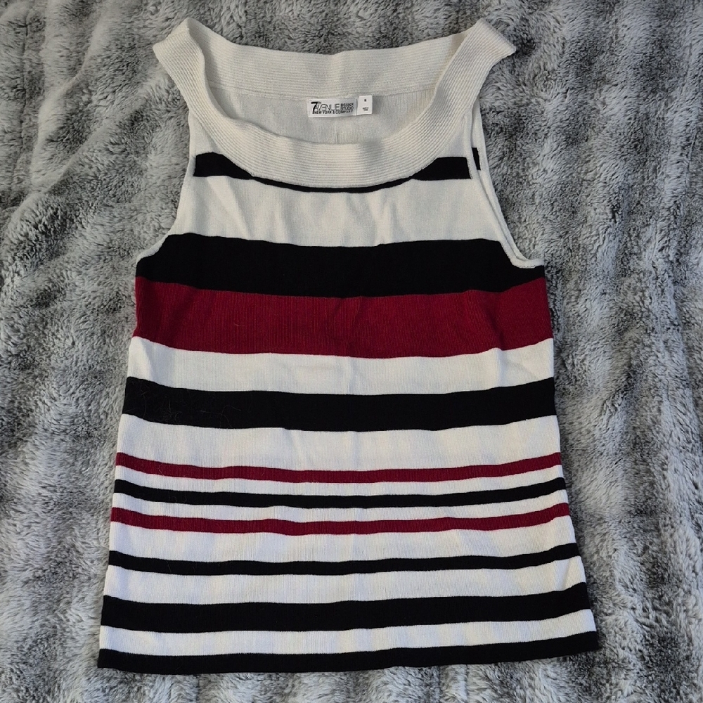 7th Ave. 🖤 Red and Black Sleeveless Tank Top with Sailor Collar ( 492)